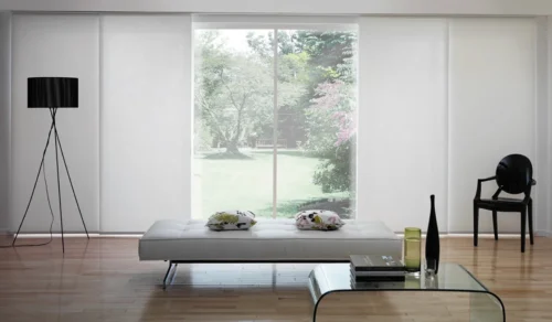 Panel glides bring a unique window shade aesthetic to your home.